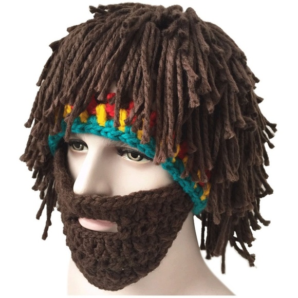 Other - Halloween Costume Knit Mask Wig Beard Hat